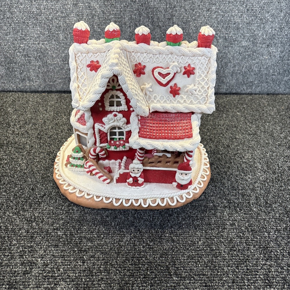 Kurt Adler~9" Red and White Lighted Gingerbread House~Test